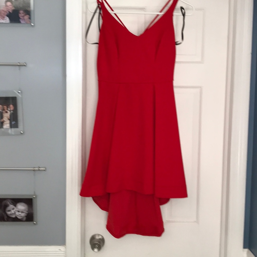 Red short hi/low dress